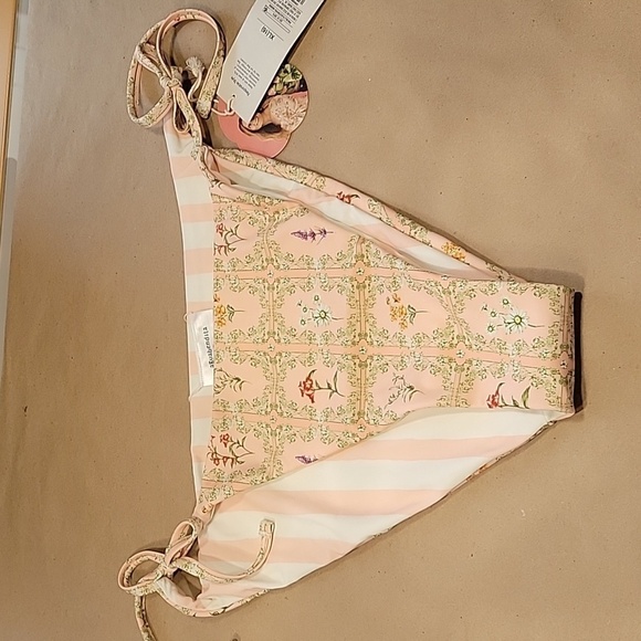 Agua Bendita x Target, Size XL (16) Low Rise Cheeky Floral/Striped Bikini Bottom - Picture 1 of 6